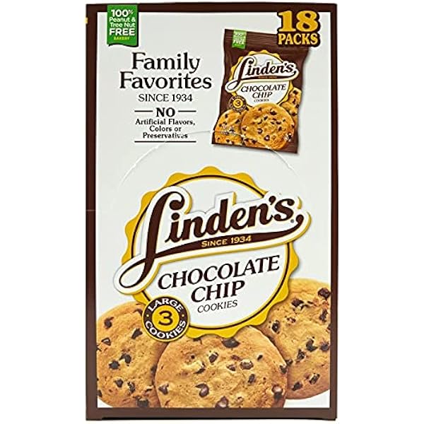 Amazon.com: Linden's Chocolate Chip Cookies, 3 Cookies Per Pack 18